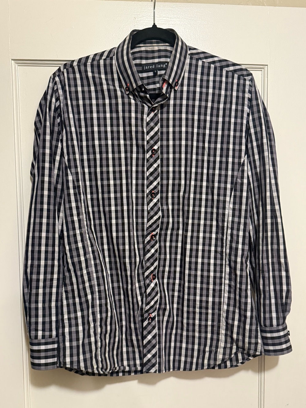 Jared Lang Black & White Check Button-Down Shirt